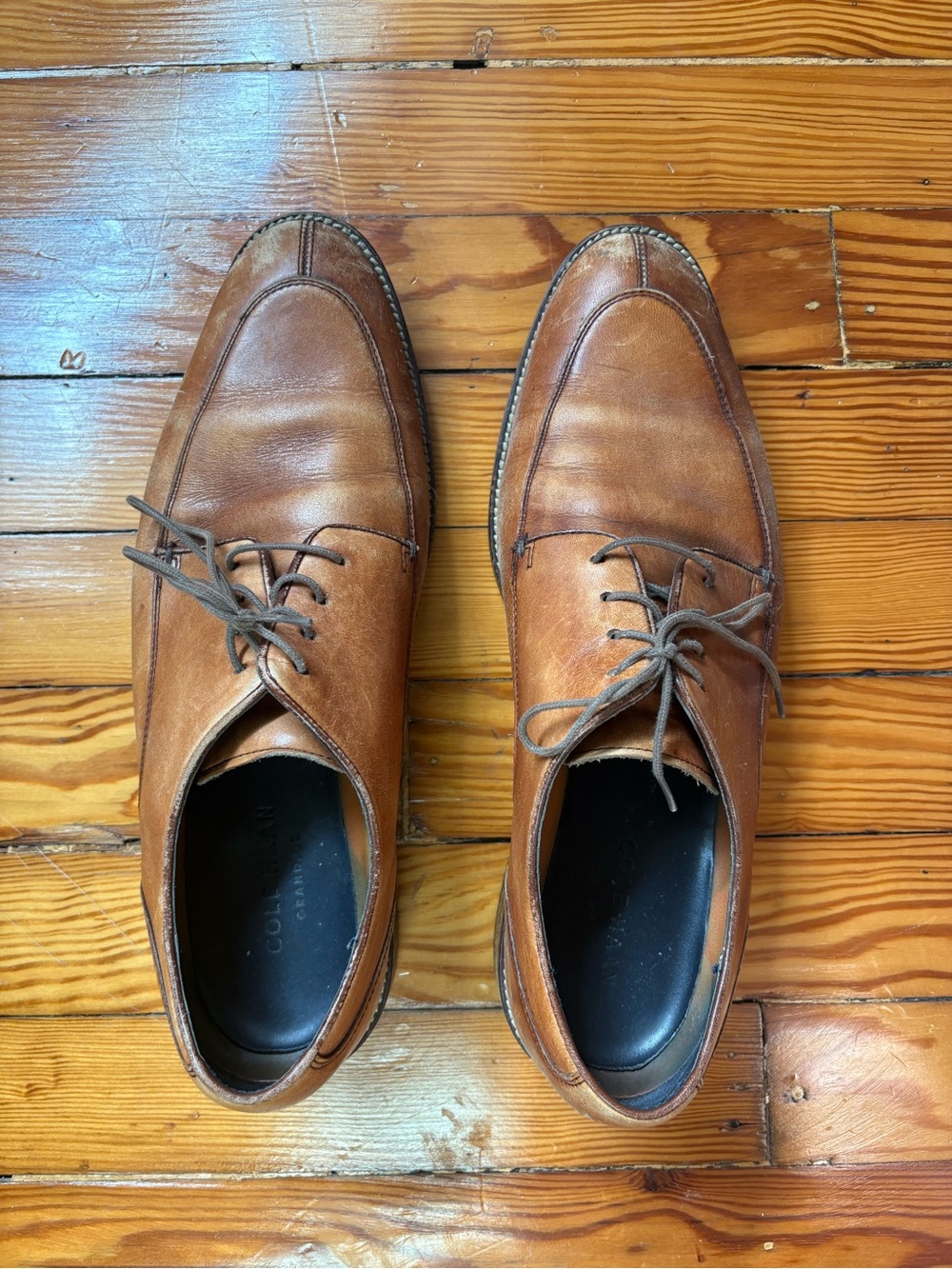 Cole Haan Men's Brown Leather Split Toe Derby Dress Shoes